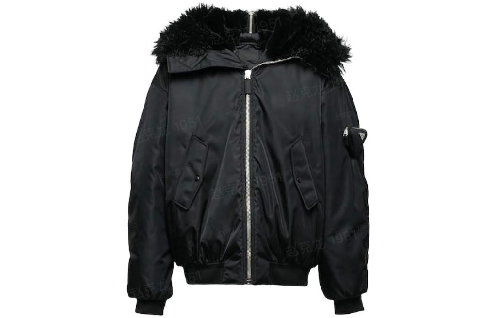 Prada FW22 Black Zip-Up Pilot Jacket with Collar SGC148-1WQ8-F0002-S-222