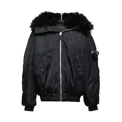 Prada FW22 Black Zip-Up Pilot Jacket with Collar SGC148-1WQ8-F0002-S-222