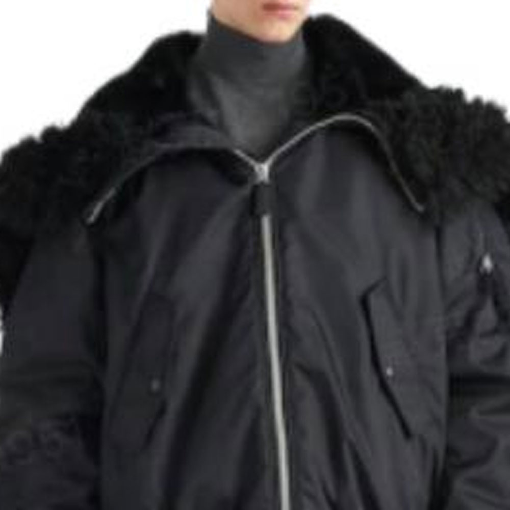 Sizing Prada FW22 黑色拉鍊飛行員外套帶翻領 SGC148-1WQ8-F0002-S-222