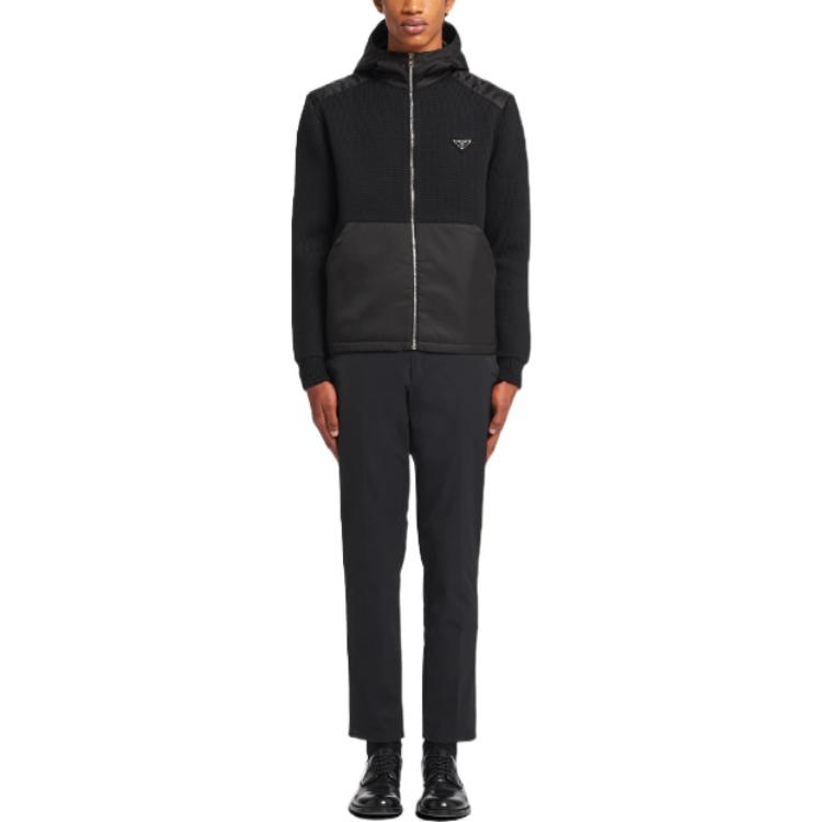 Shop PRADA FW22 Colorblock Zip-Up Hooded Jacket Black  Outerwear UMG060-1PT9-F0002-S-212