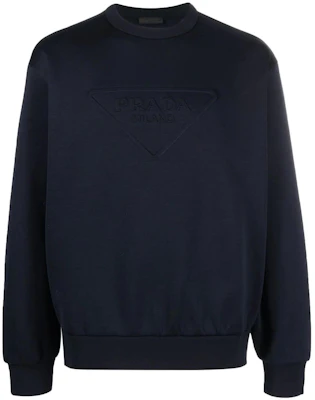 Prada FW22 Sweatshirt Navy Blue Logo Timbul Crewneck UJL27A-11OQ-F0008-S-221 Buy Prada FW22 Sweatshirt Navy Blue Logo Timbul Crewneck UJL27A-11OQ-F0008-S-221