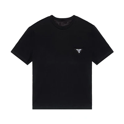 PRADA FW22 Logo Crewneck Black T-Shirt for Men. UJN83-7240-F0002-S-231