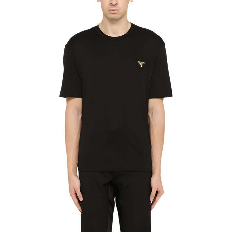 PRADA FW22 Logo Crewneck Black T-Shirt for Men. UJN83-7240-F0002-S-231 圖 4