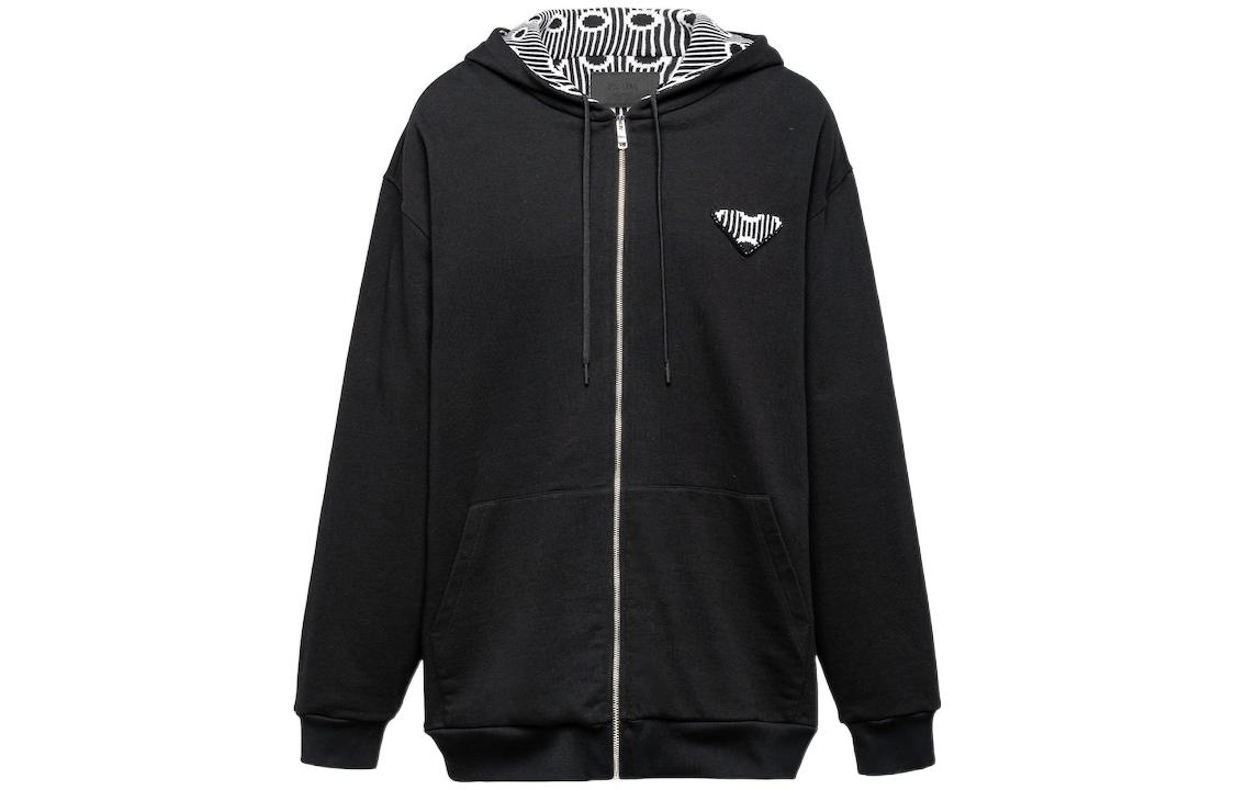 Prada FW22 Logo Hoodie Long Sleeve Sweatshirt Black UJL40A-11LT-F0002-S-222