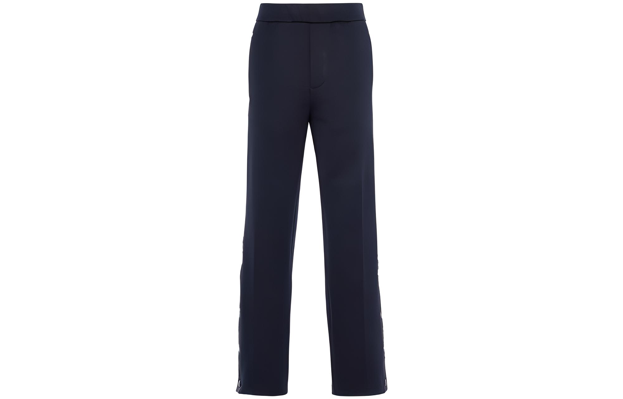 PRADA FW22 Side Stripe Button Straight-Leg Trousers  Dark Blue UJP198-11OQ-F0QR3-S-222