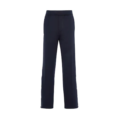 PRADA FW22 Side Stripe Button Straight-Leg Trousers Dark Blue UJP198-11OQ-F0QR3-S-222