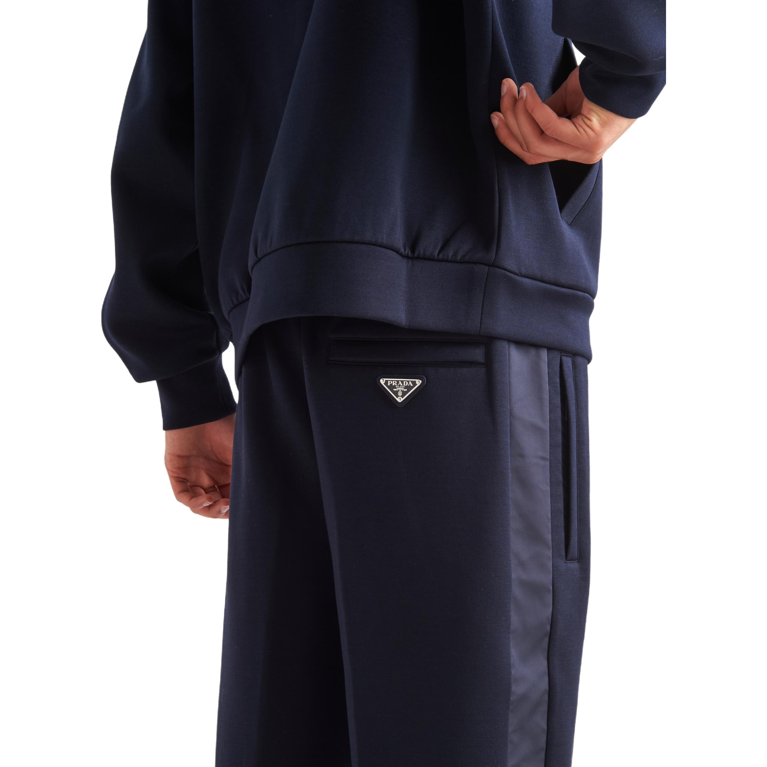 Purchase 普拉达FW22深蓝侧条纹纽扣直筒裤 UJP198-11OQ-F0QR3-S-222