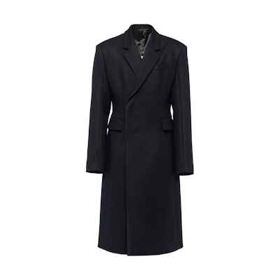 PRADA FW22 Solid Black Long Sleeve Straight-Cut Coat Unisex. UC474N-180-F0002-S-222