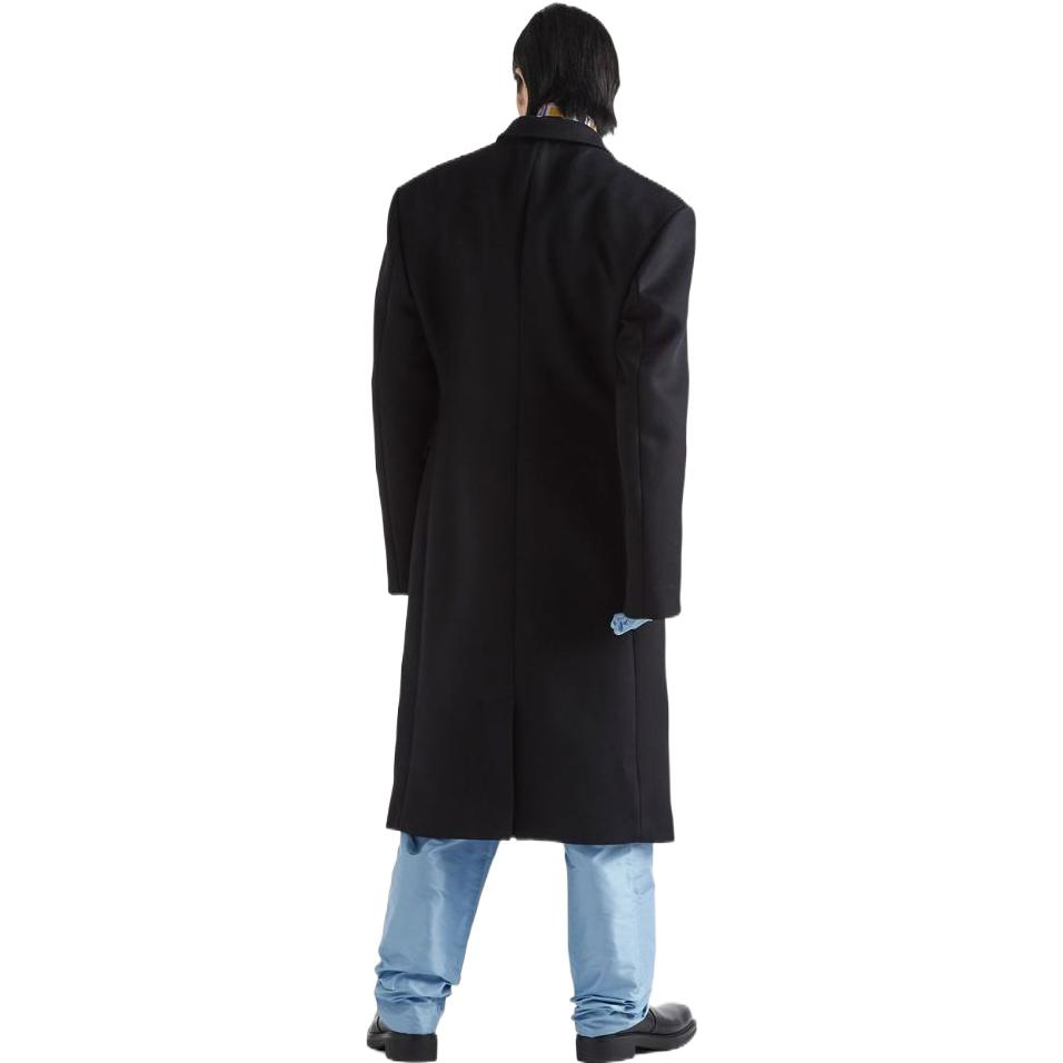 Shop PRADA FW22 Solid Black Long Sleeve Straight-Cut Coat Unisex. UC474N-180-F0002-S-222