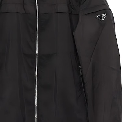 PRADA FW23 Black Color-Block Logo Zip Hoodie Jacket Coat. SGA466-106O-F0002 1