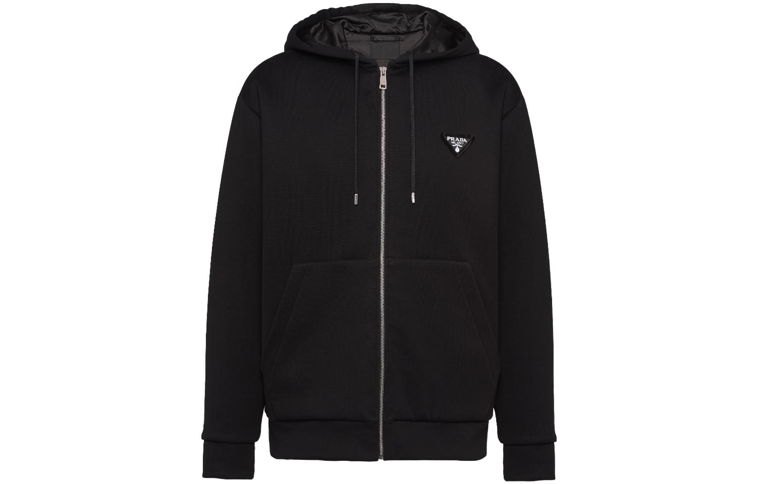 Order プラダ FW23 ブラックフーディー ロゴレタープリント＆ジッパー付き. UJL32B-11OQ-F0002-S-OOO