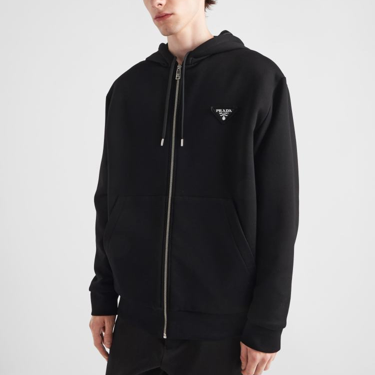 Details for プラダ FW23 ブラックフーディー ロゴレタープリント＆ジッパー付き. UJL32B-11OQ-F0002-S-OOO