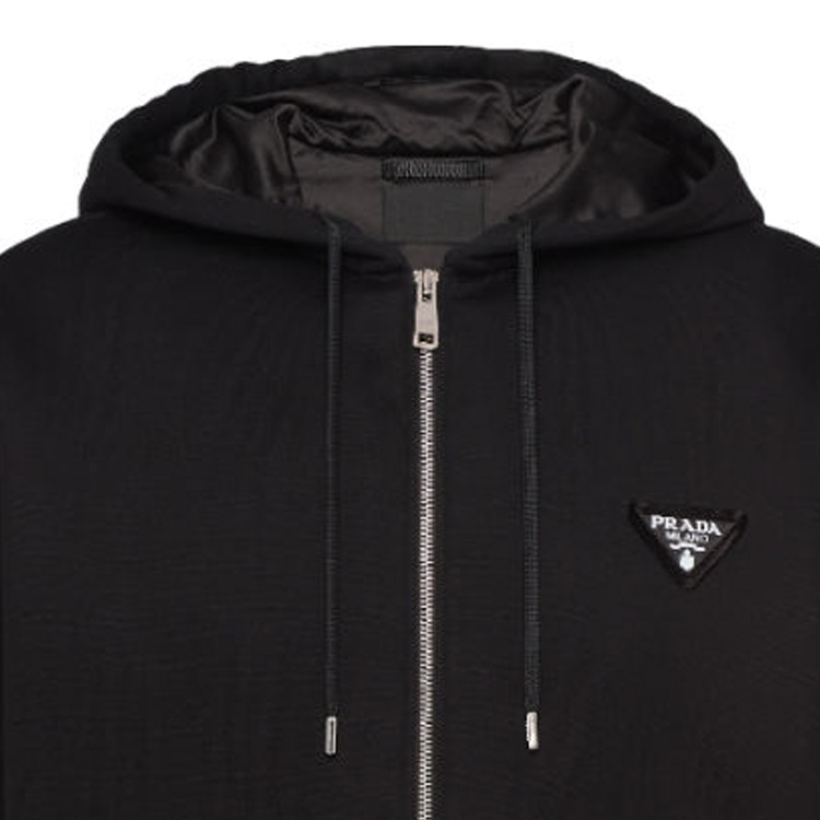 Cheap プラダ FW23 ブラックフーディー ロゴレタープリント＆ジッパー付き. UJL32B-11OQ-F0002-S-OOO