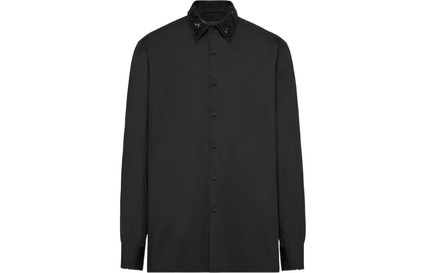 PRADA FW23  Black Long Sleeve Shirt with Detachable Embroidered Collar UCN537-10IV-F0806-S-OOO 圖 2