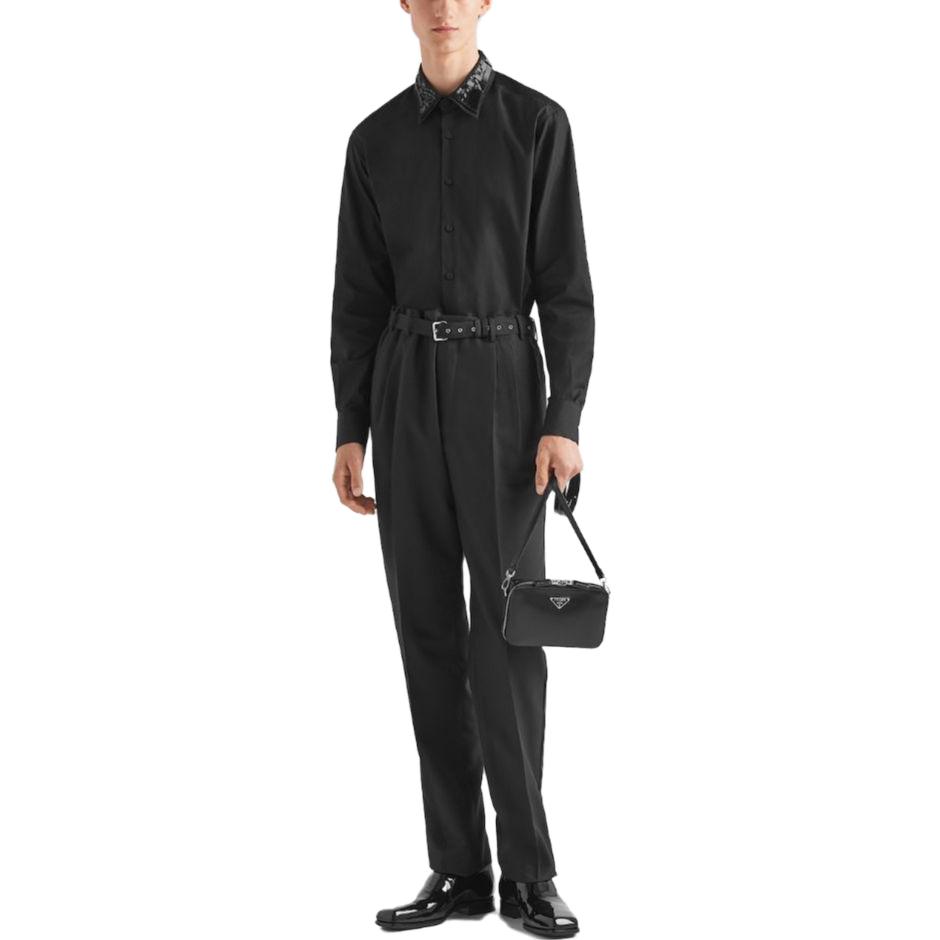 PRADA FW23  Black Long Sleeve Shirt with Detachable Embroidered Collar UCN537-10IV-F0806-S-OOO 圖 3
