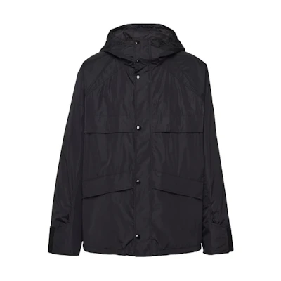PRADA FW23 Black Solid Color Logo Hooded Jacket SGC557-14I2-F0002-SOOO