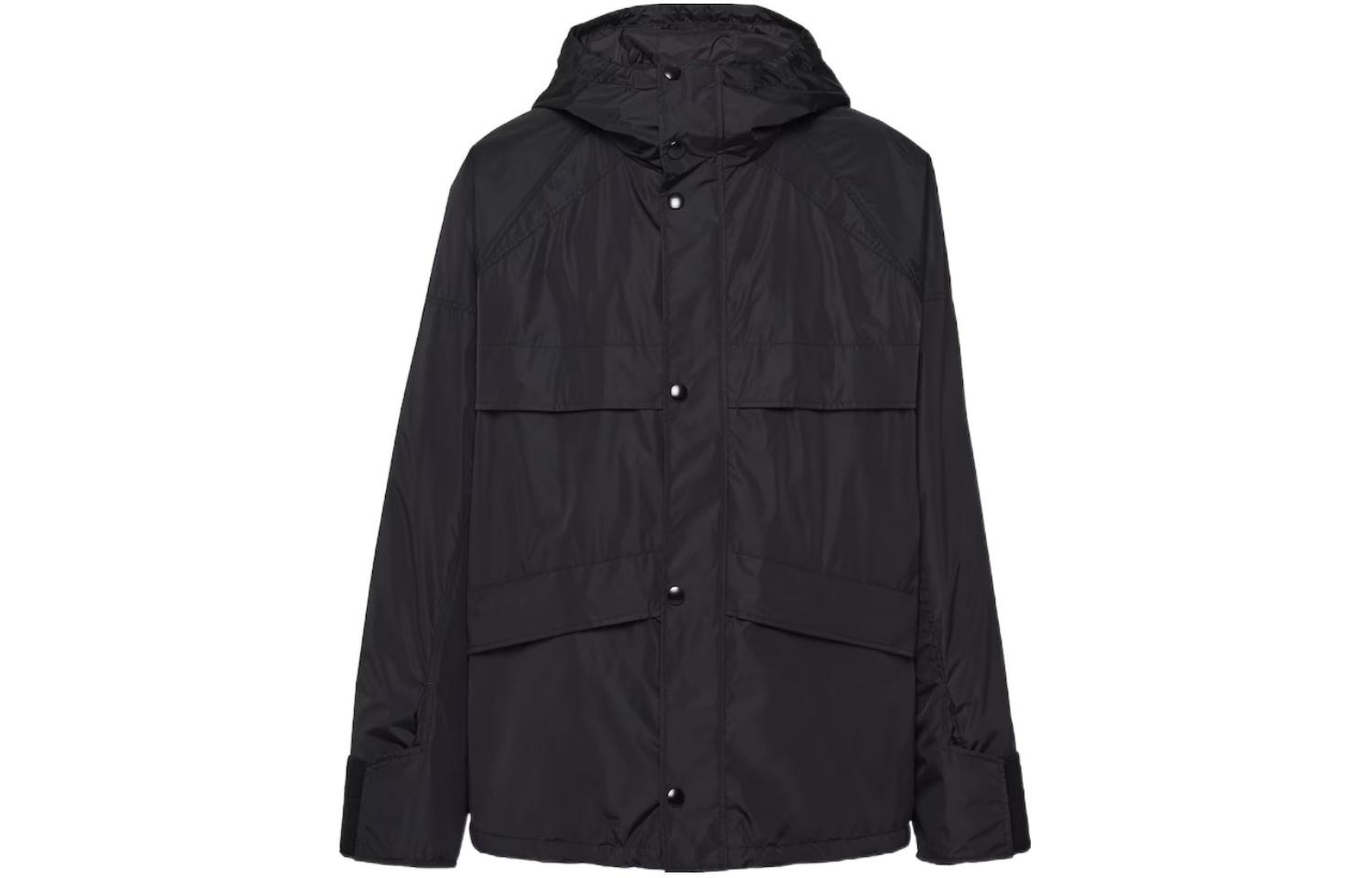 Order PRADA FW23 ブラック 無地 ロゴ フーディージャケット SGC557-14I2-F0002-SOOO