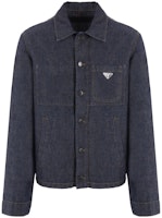 PRADA FW23 Blue Denim Jacket with Logo Patch. GEB254-14J2-F0008-S-OOO PRADA FW23 Blue Denim Jacket with Logo Patch. GEB254-14J2-F0008-S-OOO