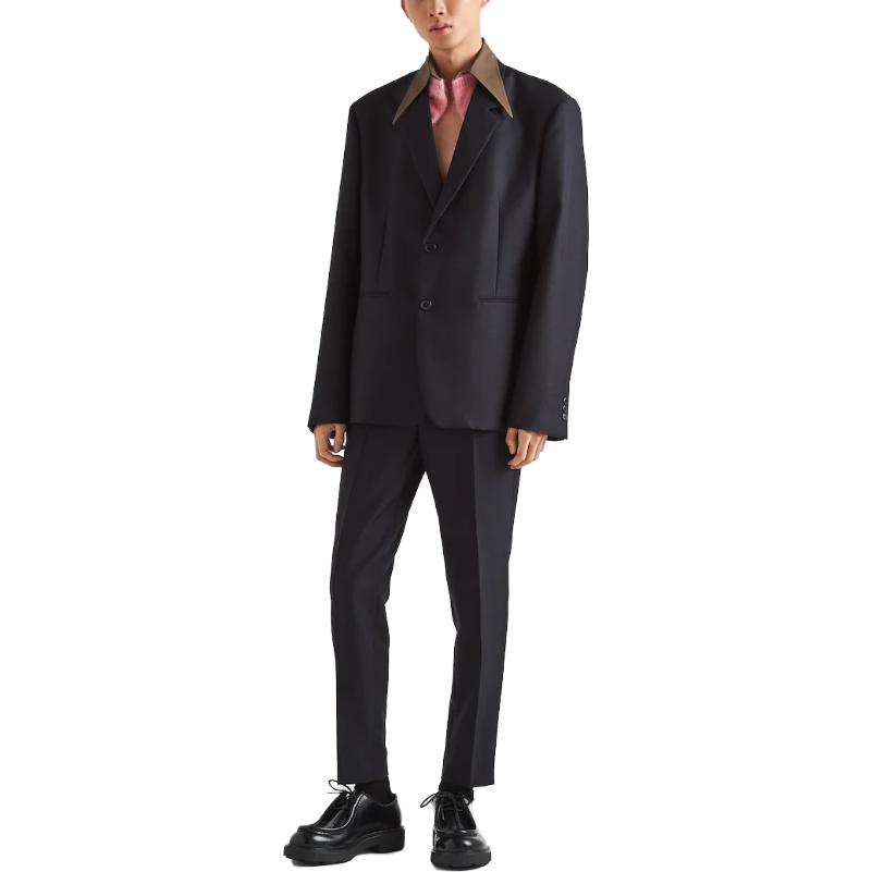 Lookbook PRADA FW23 藍色單排扣可拆式休閒西裝外套 UGM234-1WC1-F0008-S-232