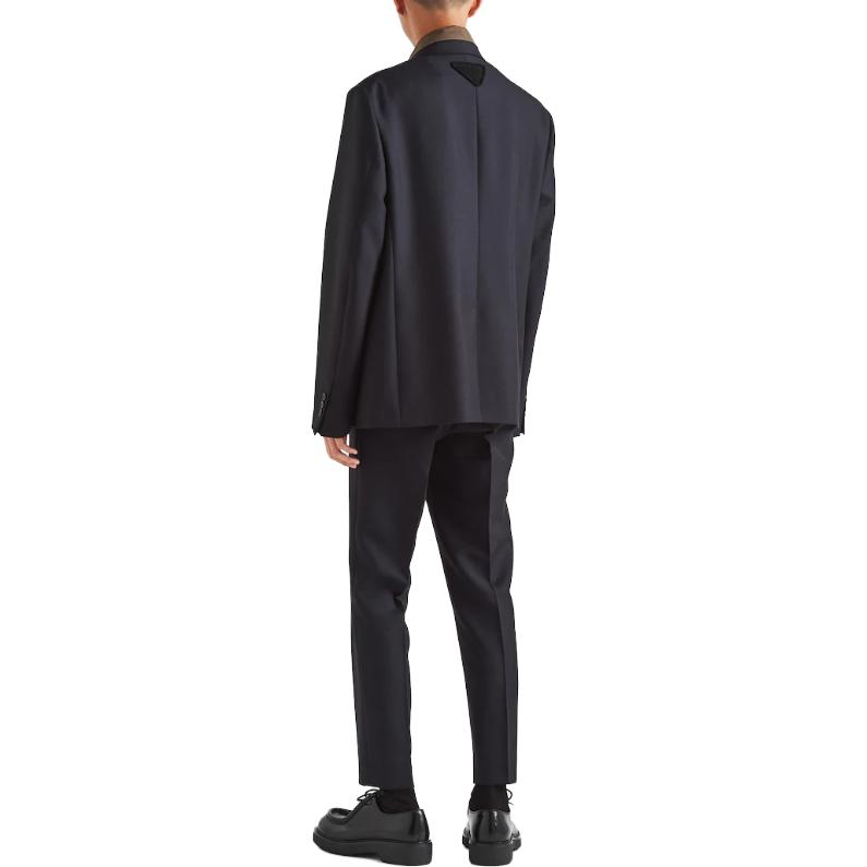 Shop PRADA FW23 藍色單排扣可拆式休閒西裝外套 UGM234-1WC1-F0008-S-232