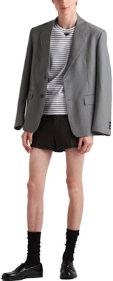 PRADA FW23 Blue Striped Cotton Crewneck Short Sleeve T-Shirt. UJN824-111L-F0UB0-S-222 Lookbook PRADA FW23 Blue Striped Cotton Crewneck Short Sleeve T-Shirt. UJN824-111L-F0UB0-S-222