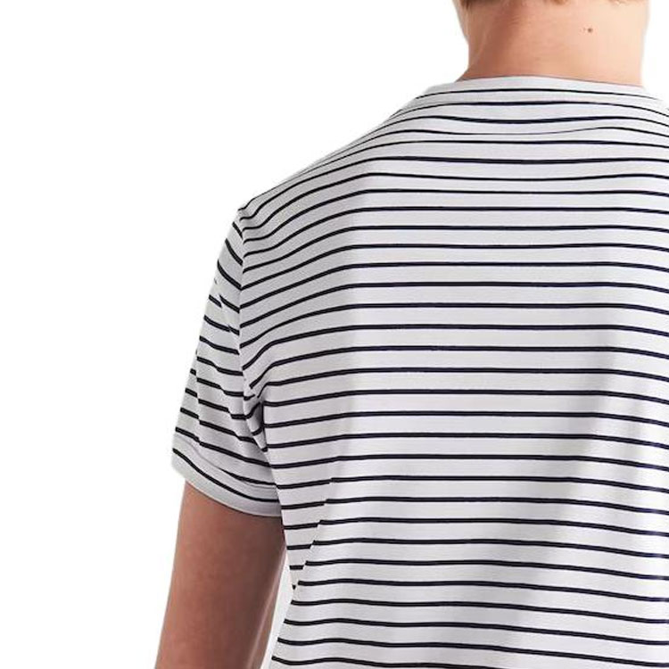 Purchase PRADA FW23  Blue Striped Cotton Crewneck Short Sleeve T-Shirt. UJN824-111L-F0UB0-S-222