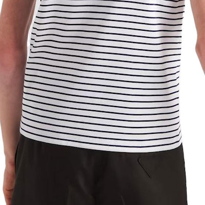 PRADA FW23 Blue Striped Cotton Crewneck Short Sleeve T-Shirt. UJN824-111L-F0UB0-S-222 Sizing PRADA FW23 Blue Striped Cotton Crewneck Short Sleeve T-Shirt. UJN824-111L-F0UB0-S-222