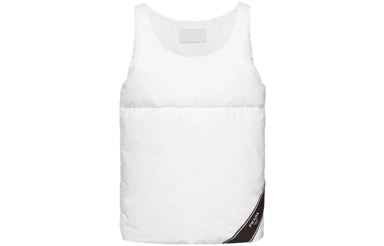 Order PRADA FW23 Tank Top Logo Warna Blok Putih Casual. SGC352-1U71-F0009-S-232