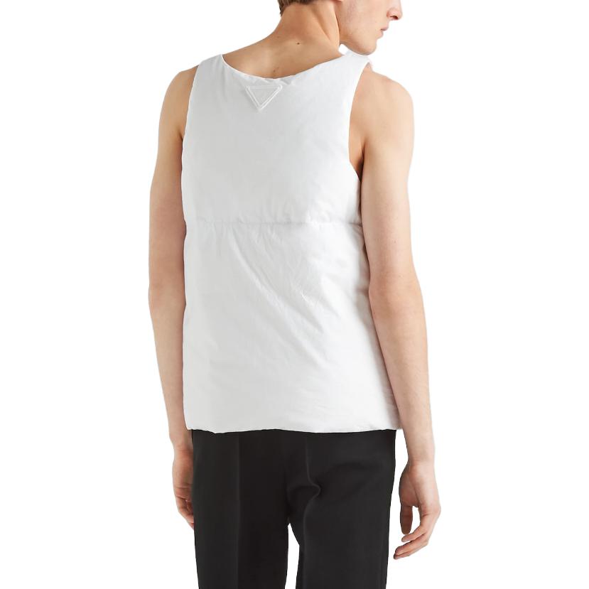 Shop PRADA FW23 Tank Top Logo Warna Blok Putih Casual. SGC352-1U71-F0009-S-232