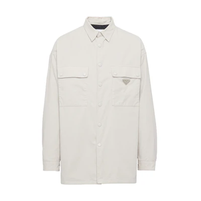 PRADA FW23 Solid Color Pointed Collar Casual Long Sleeve Shirt Off-White SC556-1JHC-F0K74-S-221