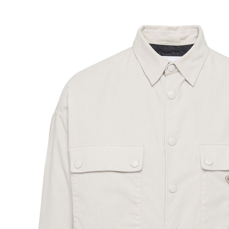Details for PRADA FW23 純色尖領休閒長袖襯衫 米白色 SC556-1JHC-F0K74-S-221