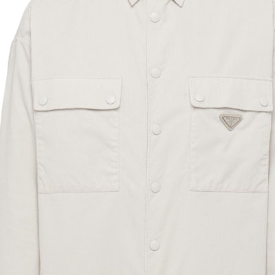 PRADA FW23 純色尖領休閒長袖襯衫 米白色 SC556-1JHC-F0K74-S-221 Sizing PRADA FW23 純色尖領休閒長袖襯衫 米白色 SC556-1JHC-F0K74-S-221