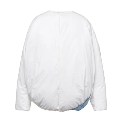 PRADA FW23 White Long Sleeve Down Jacket Oversized Mid-Length Coat. SGC355-1U71-F0009-S-232