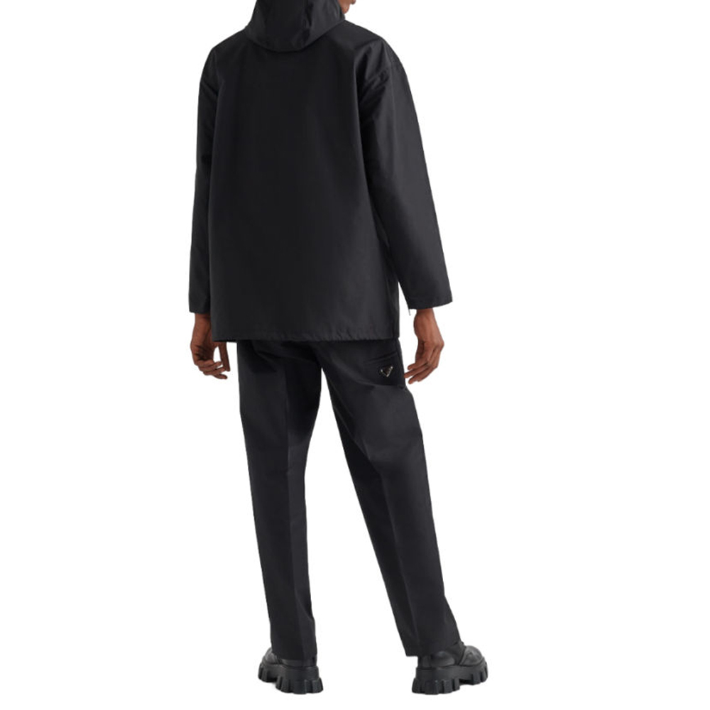 Shop PRADA FW23 High-Waist Wide-Leg Casual Pants Black SPH25-4U43-F0002-S-231