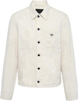 PRADA FW23 Logo Chambray Belted Single-Breasted Jacket Men’s White. GEB254-14J2-F0ABR-S-OOO PRADA FW23 Logo Chambray Belted Single-Breasted Jacket Men’s White. GEB254-14J2-F0ABR-S-OOO