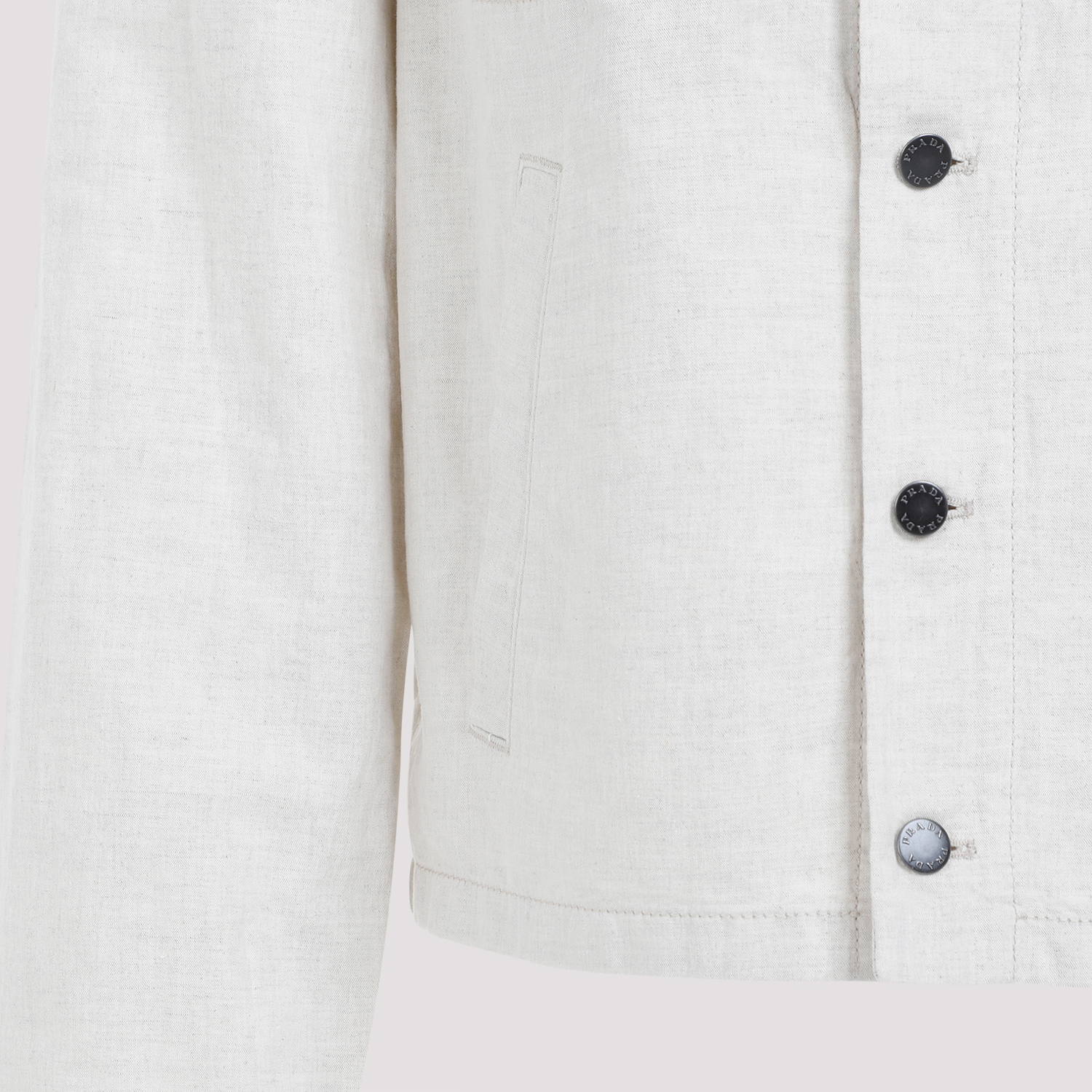 Shop 普拉达FW23 logo浅色牛仔腰带单排扣夹克男士白色款. GEB254-14J2-F0ABR-S-OOO
