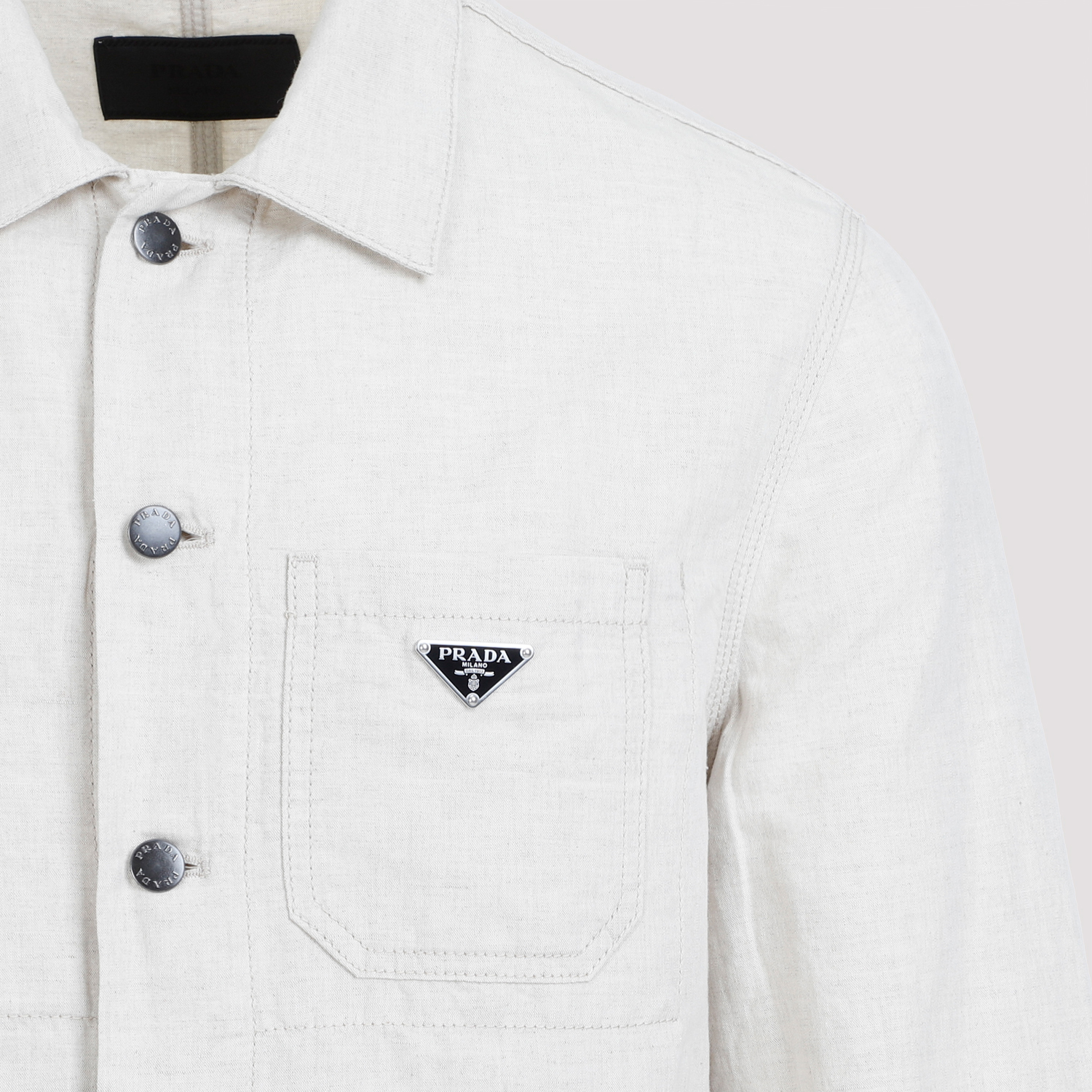 Purchase 普拉达FW23 logo浅色牛仔腰带单排扣夹克男士白色款. GEB254-14J2-F0ABR-S-OOO