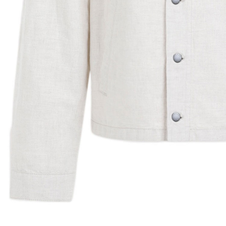 Cheap 普拉达FW23 logo浅色牛仔腰带单排扣夹克男士白色款. GEB254-14J2-F0ABR-S-OOO