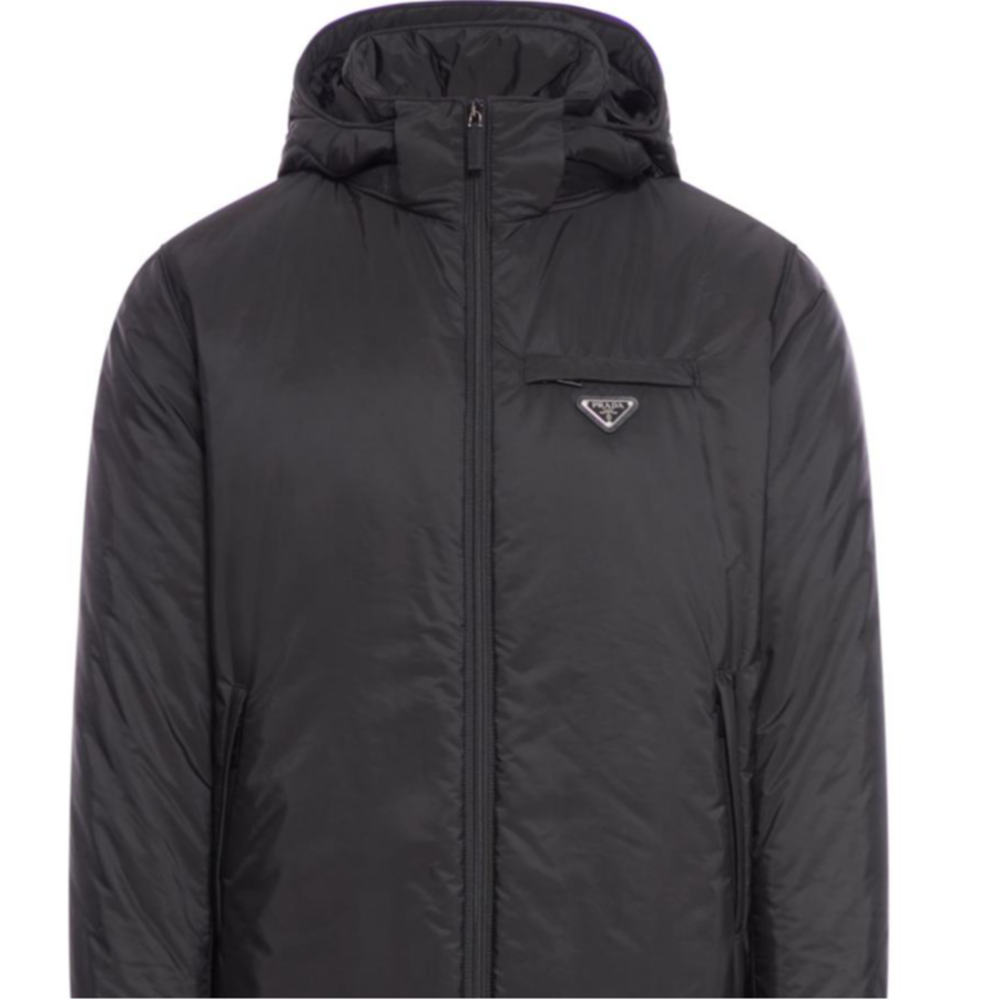 Sizing PRADA FW24  Black Hooded Down Jacket with Logo Patch. SGC710-1WQ9-F0002-S-OOO
