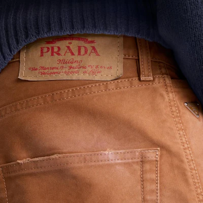 PRADA FW24 Brown Low Waist Loose Fit Twill Casual Pants. GEP398-142E-F0ADE-S-OOO Details for PRADA FW24 Brown Low Waist Loose Fit Twill Casual Pants. GEP398-142E-F0ADE-S-OOO