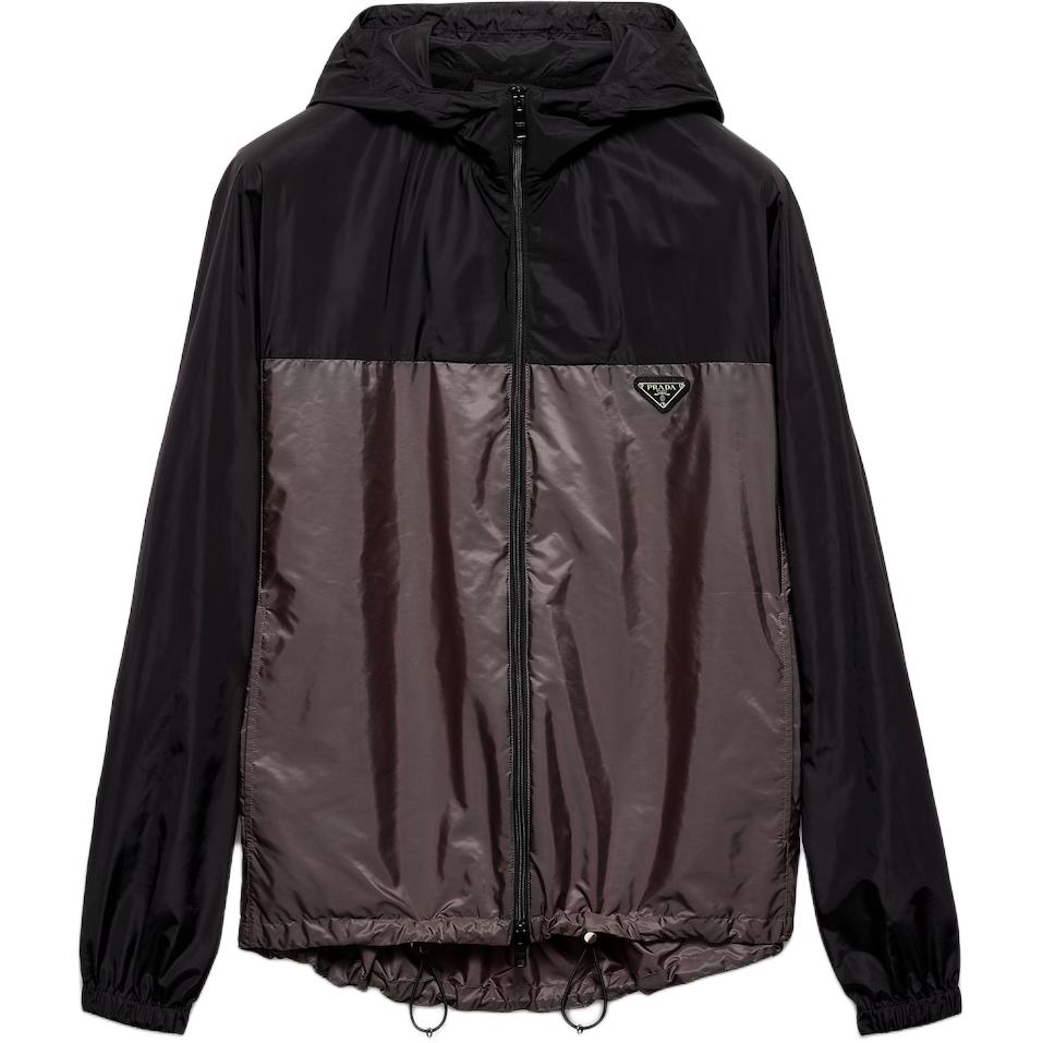 Order PRADA FW24  Loose Fit Hooded Jacket with Logo Patch in Iron Gray. SGC601-1WQ9-F0N5A-S-BOO