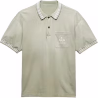 PRADA FW24 Tequila Green Logo Stripe Short Sleeve Polo Shirt. UJN910-15CC-F0AQI-S-OOO PRADA FW24 Tequila Green Logo Stripe Short Sleeve Polo Shirt. UJN910-15CC-F0AQI-S-OOO