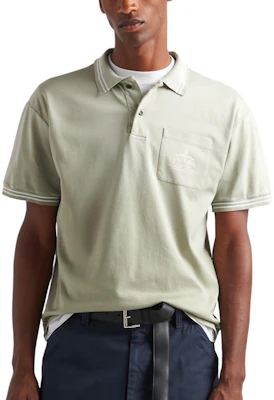 PRADA FW24 龍舌蘭綠標誌條紋短袖 Polo 襯衫 UJN910-15CC-F0AQI-S-OOO Purchase PRADA FW24 龍舌蘭綠標誌條紋短袖 Polo 襯衫 UJN910-15CC-F0AQI-S-OOO