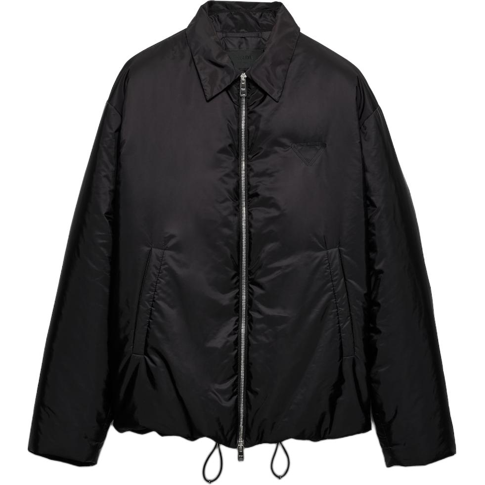 Order PRADA FW24 男士黑色寬鬆三角標棉質外套. SGC691-1WQ9-F0002-S-OOO