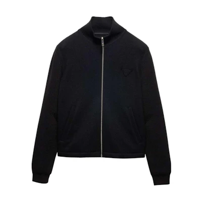 Prada FW24 Black Wool Jacket with Logo, Full-Zip, Long Sleeve Design SGC686-1Y5V-F0002-S-OOO