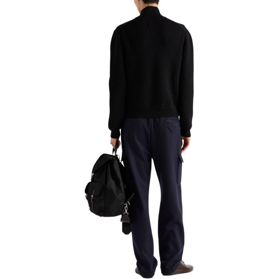 Purchase Prada FW24 黑色羊毛外套，全拉鍊設計，長袖款式附Logo SGC686-1Y5V-F0002-S-OOO