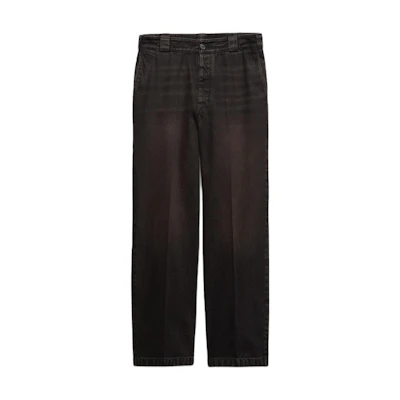 PRADA FW24 Brown Mid-Rise Loose Fit Solid Color Button Jeans GEP272-142D-F0631-S-182