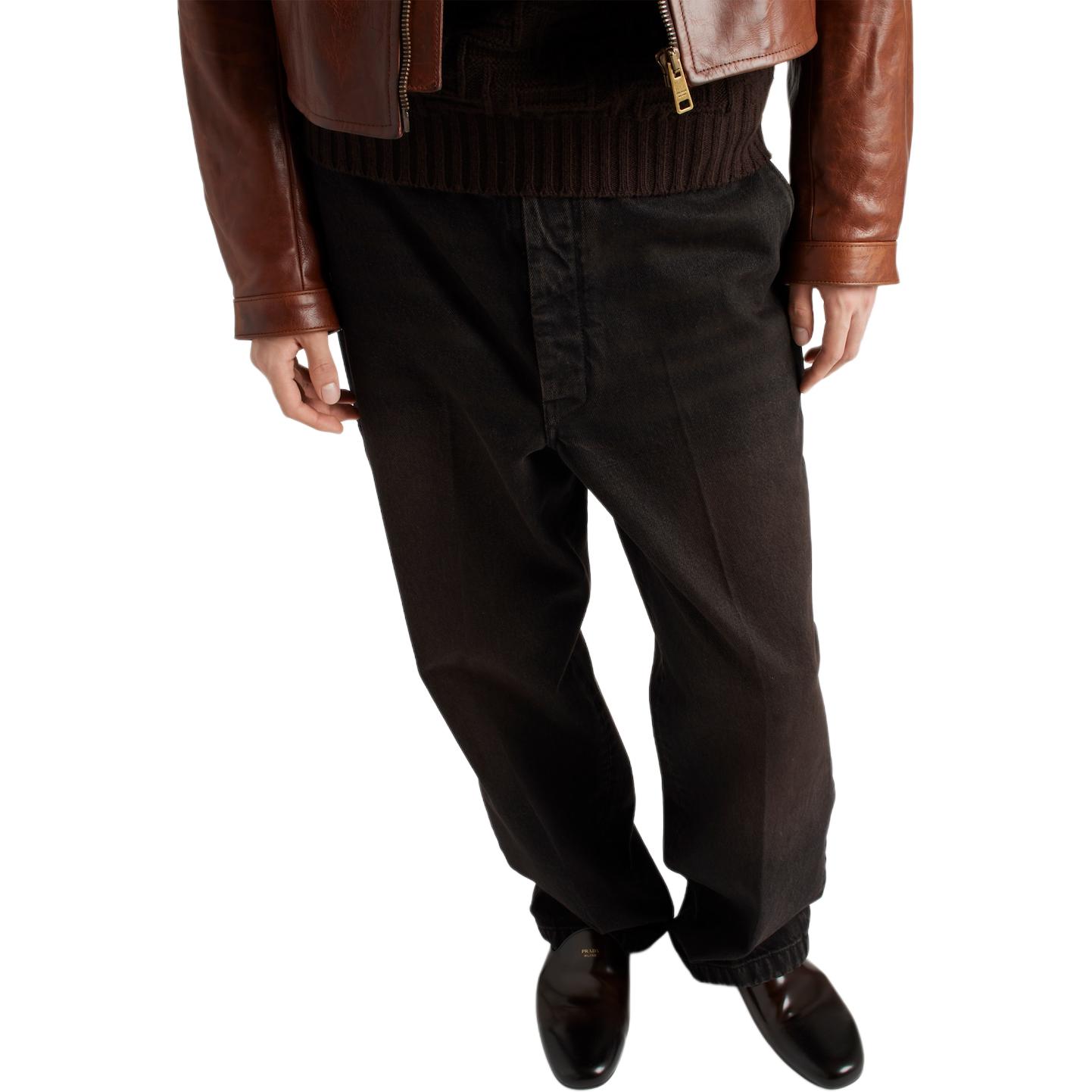 Purchase PRADA FW24 Brown  Mid-Rise Loose Fit Solid Color Button Jeans GEP272-142D-F0631-S-182