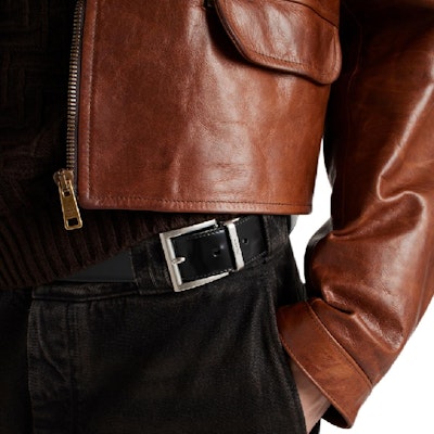 PRADA FW24 Brown Mid-Rise Loose Fit Solid Color Button Jeans GEP272-142D-F0631-S-182 Details for PRADA FW24 Brown Mid-Rise Loose Fit Solid Color Button Jeans GEP272-142D-F0631-S-182