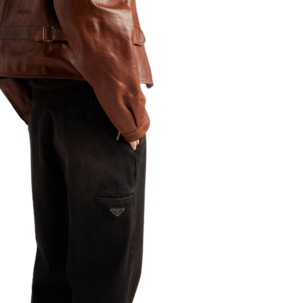 Sizing PRADA FW24 Brown  Mid-Rise Loose Fit Solid Color Button Jeans GEP272-142D-F0631-S-182